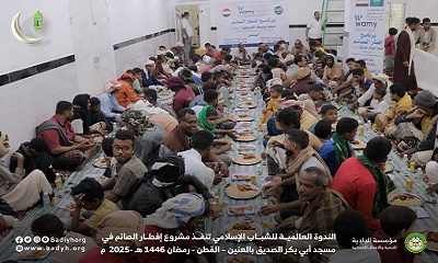 الندوة العالمية للشباب الإسلامي تنفذ مشروع إفطار الصائم في مسجد أبي بكر الصديق بالعنين – القطن