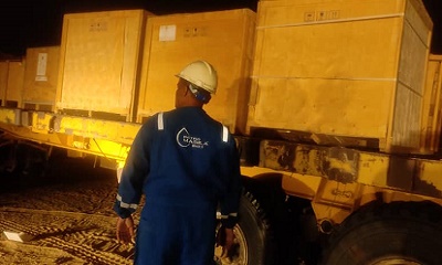 بيان صحفي حول(استكمال شركة بترومسيلة تسليم معدات محولات الخفض والرفع لمشروع كهرباء وادي بلحارث – عسيلان بمحافظة شبوة )