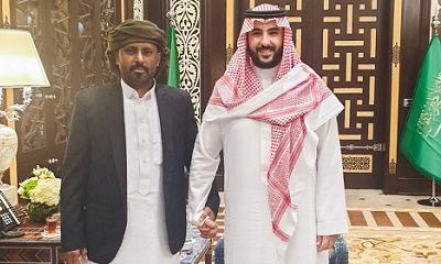 الشيخ بن حبريش يلتقي صاحب السمو الملكي الأمير خالد بن سلمان وزير الدفاع السعودي