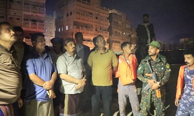 المحافظ بن ماضي يوجه بإجلاء جميع ساكني وجيران مبني ديس المكلا المنهار بشكل جزئي