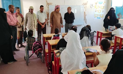 مدير إدارة التربية الشاملة بوادي حضرموت يقوم بزيارة مدارس ذوي الإعاقة بوادي حضرموت لتفقد سير عملية الاختبارات