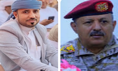 الشيخ ناصر حسين بن خميس العامري يعزي قائد المنطقة العسكرية الاولى اللواء الركن صالح محمد الجعيملاني في وفاة والدته