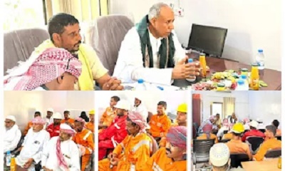 المدير العام أنيس السماحي وسعيد التميمي مدير إدارة وحدة النظافة بالمديرية يجتمعان بالعاملين في مكتب الثاني