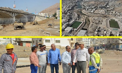 الوكيل بارزيق والمهندس العمري يتفقدان سير الأعمال الإنشائية بمشروع خور المكلا المرحلة الثانية 