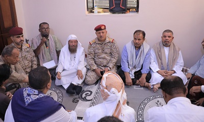 الوكيل العامري يقدّم واجب العزاء في وفاة الشاب محمد سعيد يادين ويلتقي بالشخصيات الاجتماعية والوجهاء والمشايخ وأعضاء المكتب التنفيذي بمديرية تريم