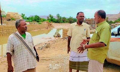 الأمين العام للمجلس المحلي بتريم يتفقد تأثيرات المنخفض الجوي