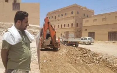 صندوق النظافة والاشغال شبام يواصلون رفع مخلفات الأمطار والسيول بالمديرية