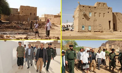 محافظ حضرموت يطلع على أضرار السيول وأحوال المواطنين بمديريتي القطن ووادي العين حورة