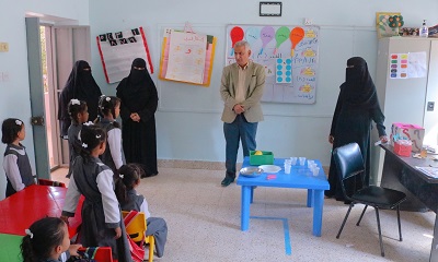 مدير عام سيئون يتفقد سير التعليم بروضة الطفل بالغرفة والبستان بسيئون