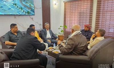 اجتماع لمناقشة تطوير الواجهه الأمامية لحديقة الوحده وفق قرار مجلس إدارة صندوق النظافة والتحسين حضرموت الوادي والصحراء