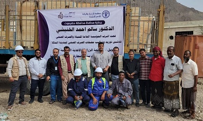 المدير العام لمؤسسة المياه بساحل حضرموت يستلم مضخات صرف صحي مقدّمة من منظمة الفاو
