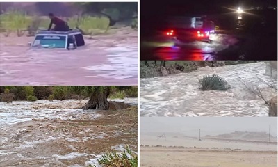 أمطار غزيرة تضرب حضرموت وتقطع طرقًا رئيسيا