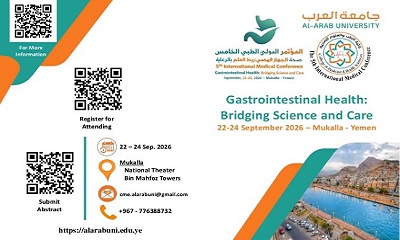 بدء التسجيل واستقبال البحوث للمؤتمر الدولي الخامس حول أمراض وجراحة الجهاز الهضمي