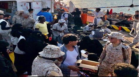 Arab Coalition rescues 65 people after finding missing vessel