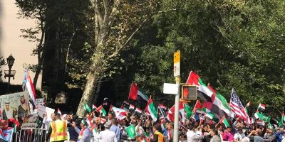 Pictures of a Mass Demonstration of The South’s People in Front of The United Nations in New York to Renew Loyalty to The Arab Coalition and Emphasize The Support of The Southern Transitional Council and The South Armed Forces