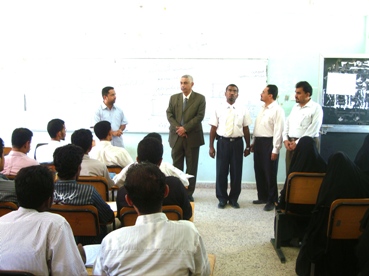 Omaier inspects the course of study in  girls College.