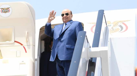 President Hadi arrives in Riyadh, coming from Cairo