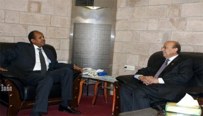 Djibouti's Minister of Foreign Affairs in Sana'a