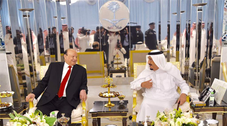 King Salman receives President Hadi in Jeddah