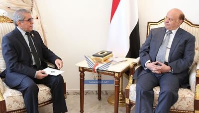 President Hadi receives GCC office Director in Yemen