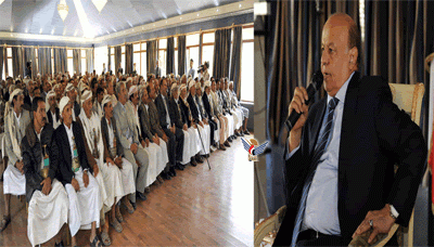 Hadi receives Sheikhs, dignitaries from Sana'a governorate