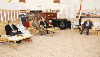 President Hadi receives National Democratic Institute Director