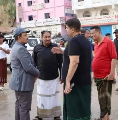 The Governor of Hadhramaut inspects the streets of Mukalla after heavy rain 