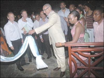 Minister for Tourism Najib Balala unveils a deluxe cottage at the newly launched Sentido Neptune