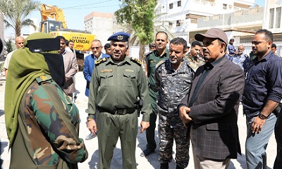 The Governor of Hadramaut lays the foundation stone for a model women's police station in Mukalla to enhance social security.