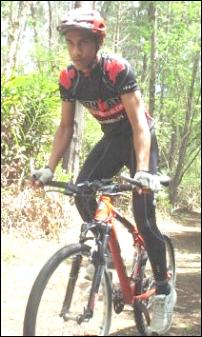  Swaleh Balala bikes during a training session for the YULs Cross Triathlon