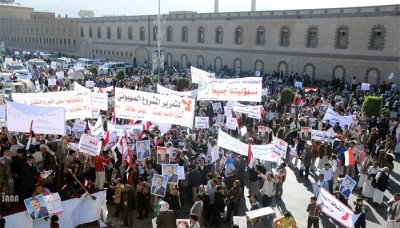 Ribuan Massa Pendukung Presiden Demo di Sana'a